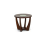 Rafael 25.5" Round Merlot Wood End Table with Cracked Glass Insert