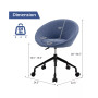 Adjustable Swivel Accent Chair Linen Office Chair Round Back