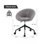 Adjustable Swivel Accent Chair Linen Office Chair Round Back