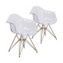 2 Pack Transparent Side Chair With Solid Base