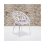 Transparent Oval Shaped Stacking Side Chair With Artistic Pattern Design