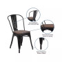 Metal Stackable Chair with Wood Seat, 18"W x 20"D x 33"H