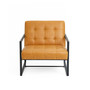 31.50" Polyurethane Leather Button-Tufted Accent Arm Chair with Black Metal Frame