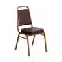 Trapezoidal Back Stacking Banquet Chair with Brown Vinyl