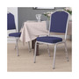 Crown Back Stacking Banquet Chair with Navy Fabric and 2.5'' Thick Seat - Silver Frame