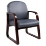 Mahogany Wood Mid-Back Guest Chair W/ Sled Base