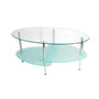 Glass Oval Living Room Metal Coffee Table