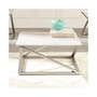 Zurich 36" Square Faux Marble and Matte Chrome Cocktail Table