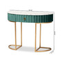 Beale Luxe and Glam Velvet Upholstered 1-Drawer Console Table with Faux Marble Tabletop