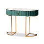 Beale Luxe and Glam Velvet Upholstered 1-Drawer Console Table with Faux Marble Tabletop