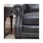 Willison Italian  Leather Sofa with Nailhead Trim in Camel Brown