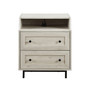Curved Open Top 2 Drawer End Table with USB