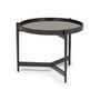 Home Estrade Modern 22" Round Side Table in Black / Antiqued Mirror