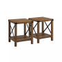 Farmhouse 2-Piece Metal-X Side Tables with Lower Shelf Set