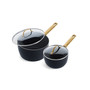 Reserve Black Healthy Ceramic 1.5-Quart and 3-Quart Nonstick Saucepan Set with Lids
