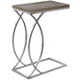 Chrome Metal Edgeside Accent Table in Dark Taupe
