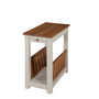 Savannah Chairside Magazine End Table with Pull-out Shelf, Ivory with Natural Wood Top