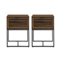 Modern Slat Door Side Table Set, 2 Piece