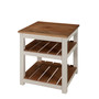 Savannah 2 Shelf End Table, Ivory with Natural Wood Top