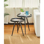Set of 2 Nesting Lamp Table with Polygonal Star Pattern Tray Top