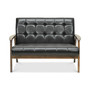 Caden Mid-Century Faux Leather Loveseat