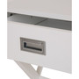White Wooden X-Leg End Table with 1 Drawer