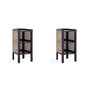 Versailles 2-Piece Ash Wood and Natural Cane 2-Shelf End Table