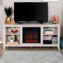 58" Wood TV Stand Console with Fireplace - White