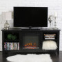 58" Wood TV Stand Console with Fireplace - White