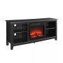 58" Wood TV Stand Console with Fireplace - White