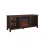 58" Wood TV Stand Console with Fireplace - White