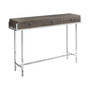 Chrome Metal 48"L Accent Table in  Dark Taupe