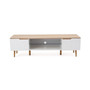 Rowan Mid-Century Modern Two-Toned TV Stand with Glass Shelf