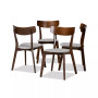 Iora Mid-Century Modern Transitional Fabric Upholstered 4 Piece Dining Chair Set