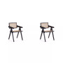 Hamlet 2-Piece Ash Wood and Natural Cane Rectangular Seat Dining Arm Chair