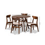 Philip Mid-Century Modern Transitional Fabric Upholstered 5 Piece Dining Set