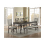 Linett 6-Pc Dining (Rectangular Table + 2 Side chairs + 2 Upholstered Chairs & Bench)
