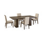 Beckett Pedestal Dining Table 5pc Set (Rectangular Table + 4 Chairs)