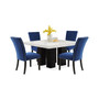 Camila 54" Marble Square Dining Table and Blue Velvet Dining Chair 5pc Set (Table+4 Chairs)