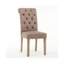 Natalie Roll Top Tufted Linen Fabric Modern Dining Chair, Set of 2