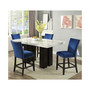 Camila 70" Rectangle Counter Height Table and Blue Velvet Counter Chair 5-Piece Set