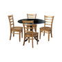 42" Dual Drop Leaf Table with 4 Ladder Back Dining Chairs - 5 Piece Dining Set