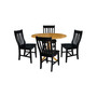 42" Dual Drop Leaf Table with 4 Slat Back Dining Chairs - 5 Piece Dining Set
