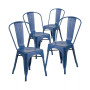 Commercial Grade 4 Pack Distressed Metal Indoor-Outdoor Stackable Chair