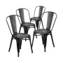 Commercial Grade 4 Pack Distressed Metal Indoor-Outdoor Stackable Chair