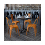 Commercial Grade 4 Pack Distressed Metal Indoor-Outdoor Stackable Chair