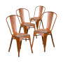 Commercial Grade 4 Pack Distressed Metal Indoor-Outdoor Stackable Chair
