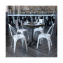 Commercial Grade 4 Pack Distressed Metal Indoor-Outdoor Stackable Chair