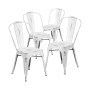 Commercial Grade 4 Pack Distressed Metal Indoor-Outdoor Stackable Chair