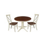 36" Round Top Pedestal Table - With 2 X-Back Chairs